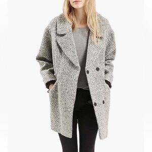 Topshop Amelia Slouch Coat Gray Herringbone Wool Blend Oversized US 6